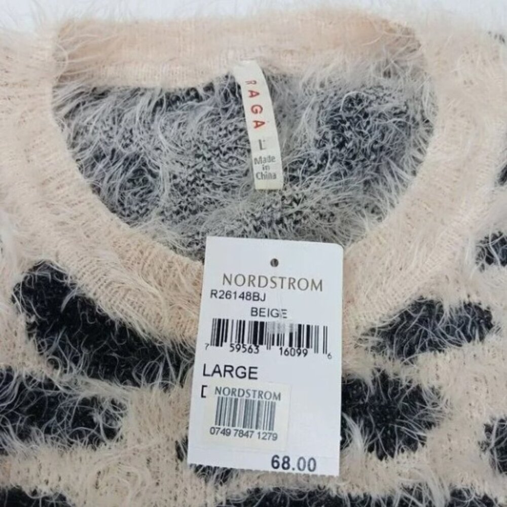 NORDSTROM Raga Oversized Leopard Print Eyelash Sweater - Picture 8 of 8